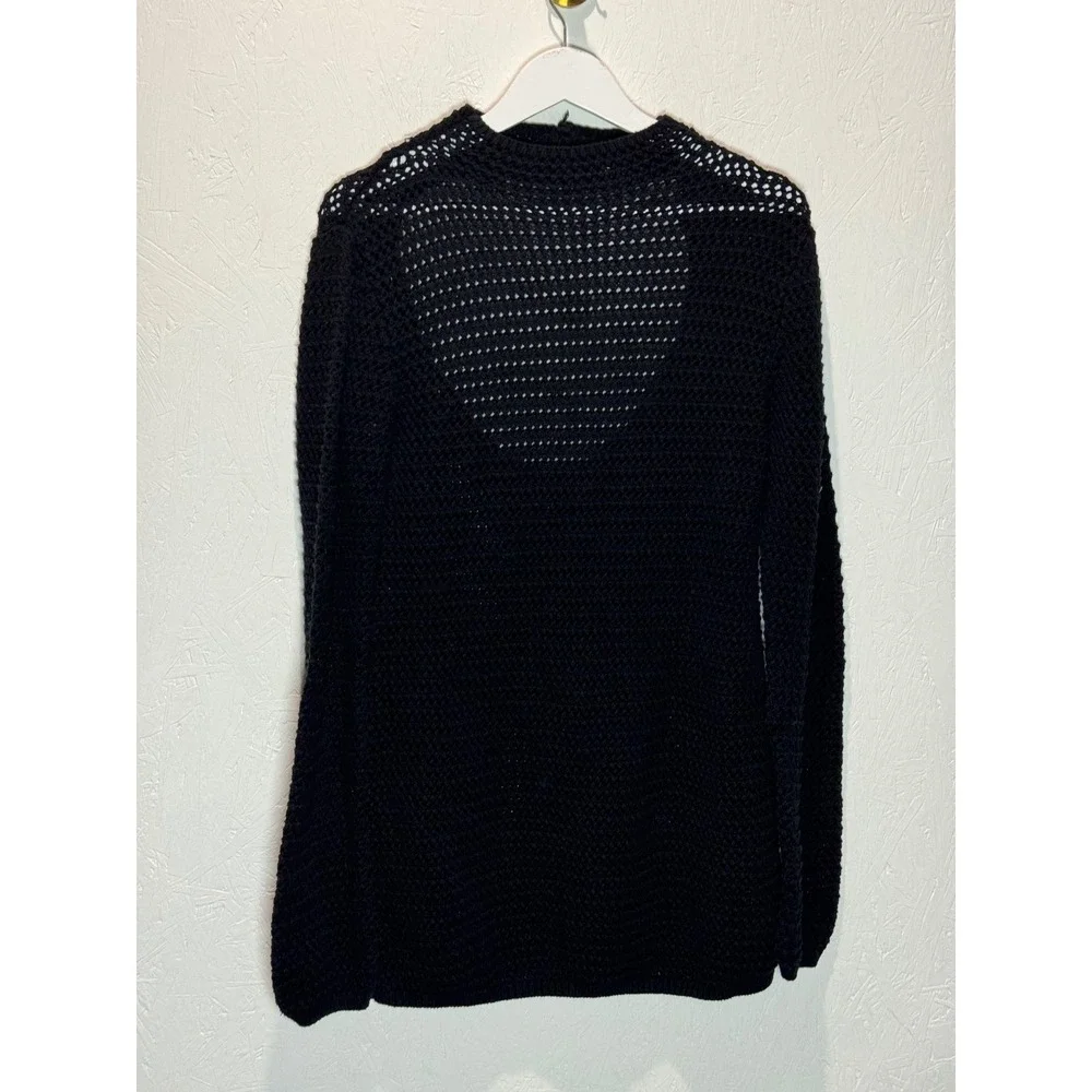 Free People Beach Black Crochet Mini Dress Open Back Cotton cover up XS